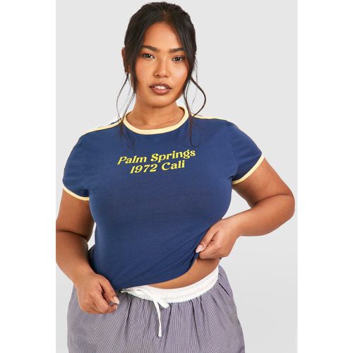 Grande Taille - T-Shirt À Col Contrastant Et Imprimé Palmier - 44 - boohoo - Modalova