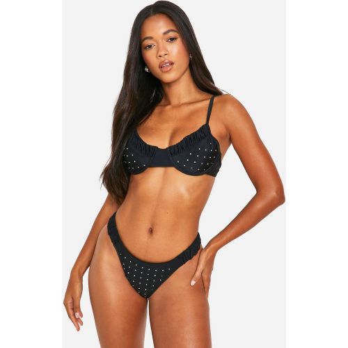 Haut De Maillot À Volants Et Armatures En Strass - 34 - boohoo - Modalova