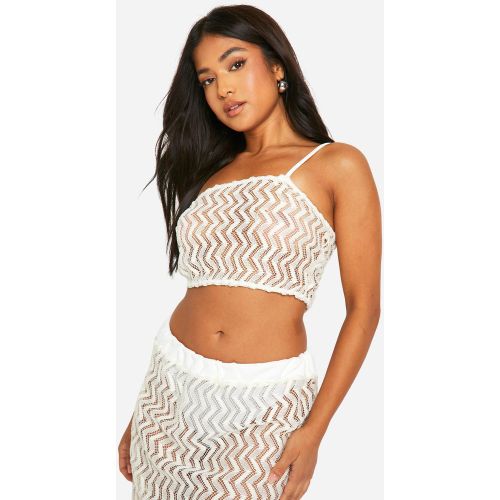 Petite" - Crop Top Asymétrique En Maille Zigzag - 34 - boohoo - Modalova