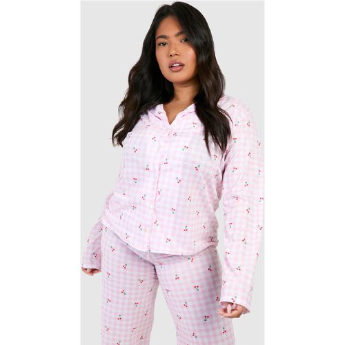 Grande Taille - Chemise De Pyjama À Carreaux Et Manches Longues - 50 - boohoo - Modalova