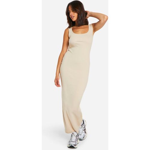 Robe Longue Côtelée Basique À Col Rond - 40 - boohoo - Modalova