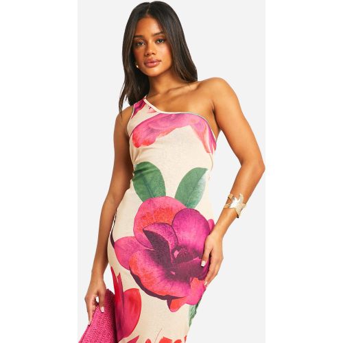 Robe Longue Asymétrique Fleurie À Dos Nu - 38 - boohoo - Modalova