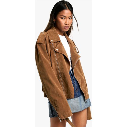 Veste Biker Oversize En Faux Daim - 38 - boohoo - Modalova