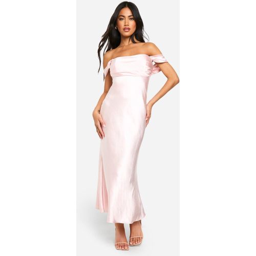 Robe Mi-Longue Satinée À Col Bateau - 36 - boohoo - Modalova