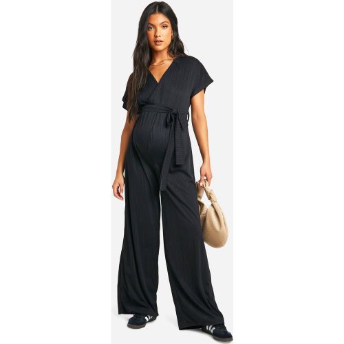 Maternité - Combinaison De Grossesse Large Côtelée À Ceinture - 36 - boohoo - Modalova