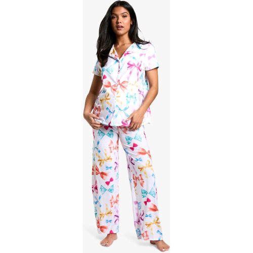 Maternité - Ensemble De Pyjama Avec Chemise De Grossesse À Imprimé Nœud Et Short - 38 - boohoo - Modalova