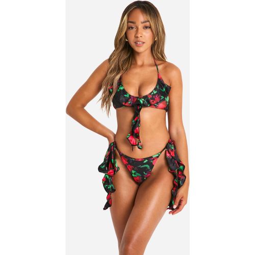 Bikini Fleuri À Volants - 34 - boohoo - Modalova