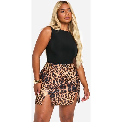 Grande Taille - Mini-Jupe À Imprimé Léopard - 44 - boohoo - Modalova