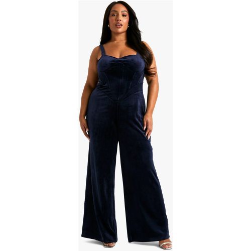 Grande Taille - Combinaison Corset Large En Velours - 44 - boohoo - Modalova