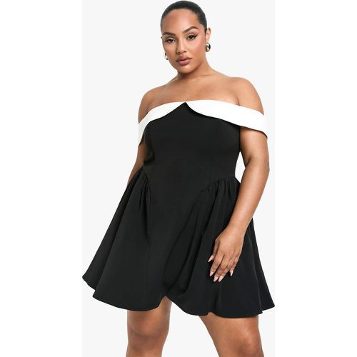 Grande Taille - Robe Patineuse Plissée À Épaules Dénudées - 44 - boohoo - Modalova