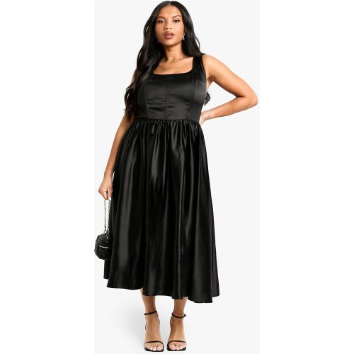 Grande Taille - Robe Patineuse Satinée - 44 - boohoo - Modalova