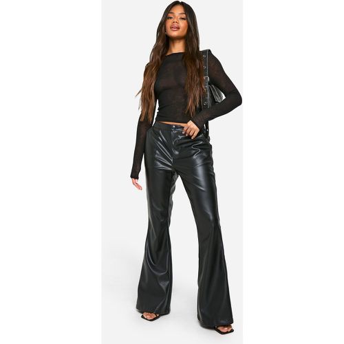 Pantalon Flare Taille Haute Enduit - 38 - boohoo - Modalova