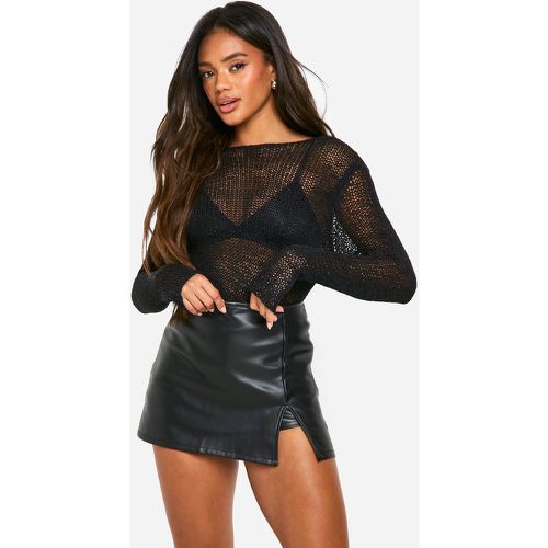 Jupe-Short Fendue - Noir - 42, Noir - boohoo - Modalova