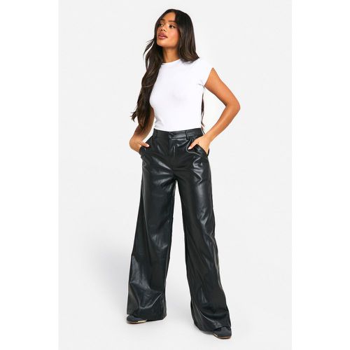 Pantalon Droit Taille Haute Enduit - 34 - boohoo - Modalova