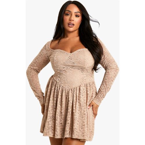 Grande Taille - Robe Patineuse Strassée En Dentelle - 46 - boohoo - Modalova