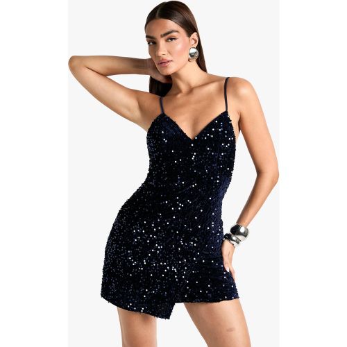 Robe Courte Pailletée En Velours - 38 - boohoo - Modalova