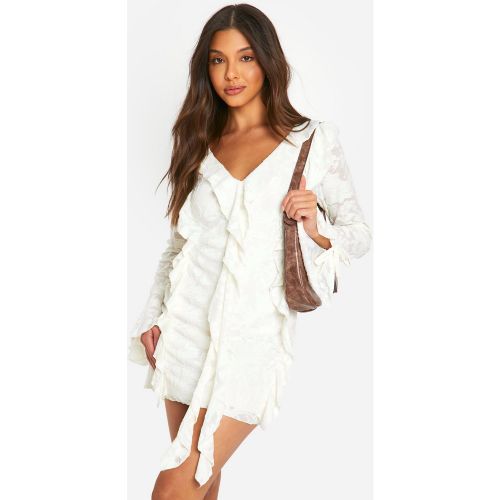 Robe Courte Fleurie À Volants - 36 - boohoo - Modalova