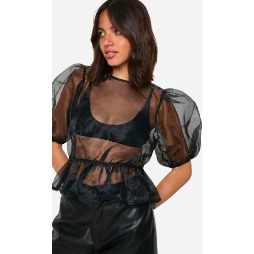 Top Noué À Manches Bouffantes - 34 - boohoo - Modalova