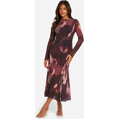 Robe Mi-Longue Fleurie En Mesh - 36 - boohoo - Modalova