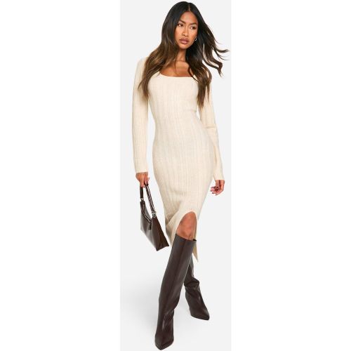 Robe Pull Longue À Col Carré - Blanc Écru - S, Blanc Écru - boohoo - Modalova