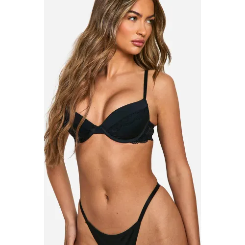Soutien-Gorge À Balconnet Et Dentelle - 34B - boohoo - Modalova