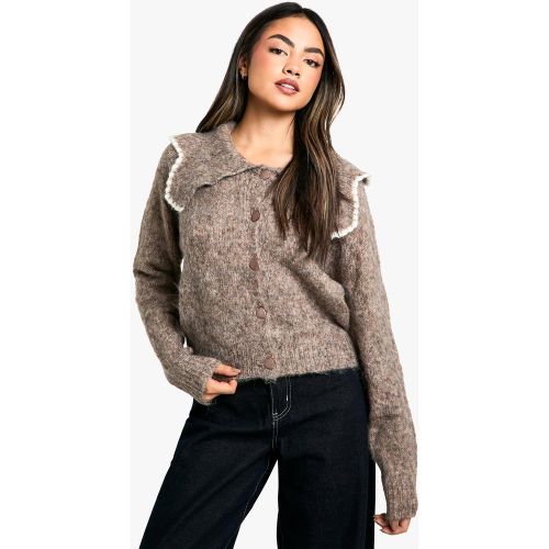 Cardigan En Maille Pelucheuse - S - boohoo - Modalova