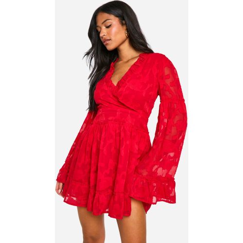Tall" - Robe Patineuse Fleurie À Volants - 36 - boohoo - Modalova