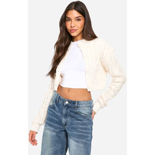 Cardigan Court En Maille Torsadée - S - boohoo - Modalova