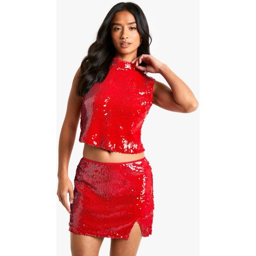 Petite" - Top Pailleté À Col Montant - 34 - boohoo - Modalova