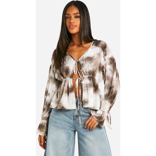 Blouse En Mousseline De Soie À Imprimé Abstrait - 38 - boohoo - Modalova