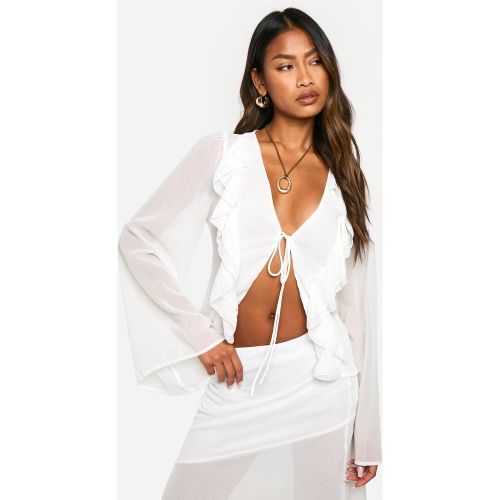 Blouse En Mousseline De Soie À Volants Et Manches Évasées - 38 - boohoo - Modalova