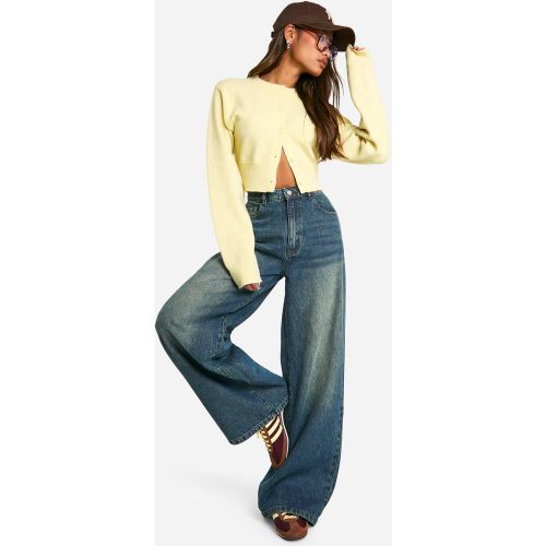 Jean Droit - Bleu - 6/30L, Bleu - boohoo - Modalova