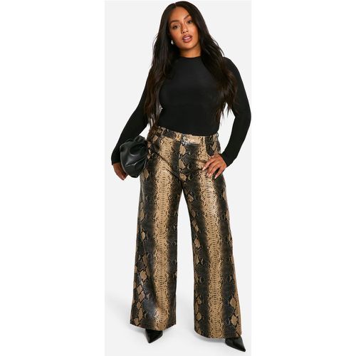 Grande Taille - Pantalon Large En Synthétique Serpent - 46 - boohoo - Modalova