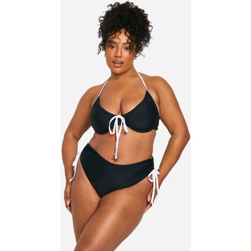 Grande Taille - Bas De Maillot Froncé À Attaches - 44 - boohoo - Modalova