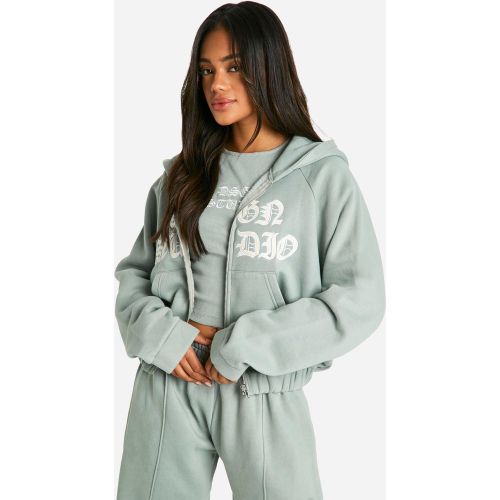Veste Zippée Délavée À Slogan Dsgn Studio - L - boohoo - Modalova