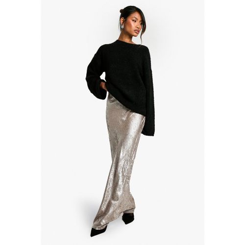 Jupe Longue Satinée À Strass - 34 - boohoo - Modalova