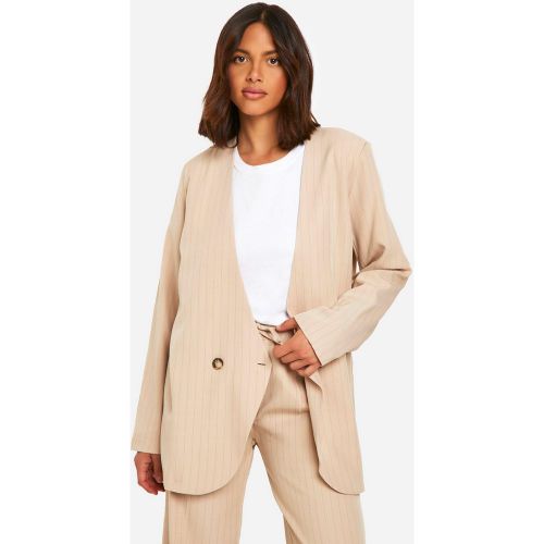 Blazer Long Oversize À Rayures Fines - 34 - boohoo - Modalova