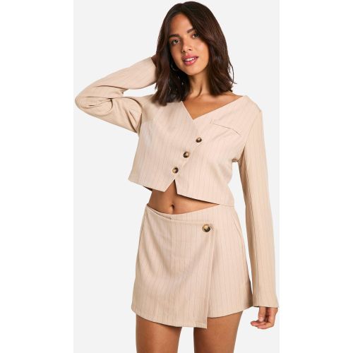 Jupe-Short De Tailleur À Rayures Fines - 34 - boohoo - Modalova