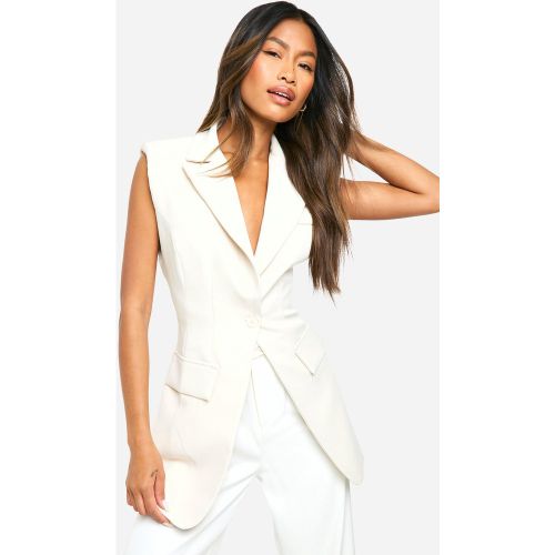 Blazer Sans Manches À Coutures Apparentes - Blanc Écru - 34, Blanc Écru - boohoo - Modalova
