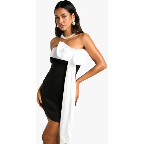 Robe Bustier Courte À Nœud Contrastant - 36 - boohoo - Modalova