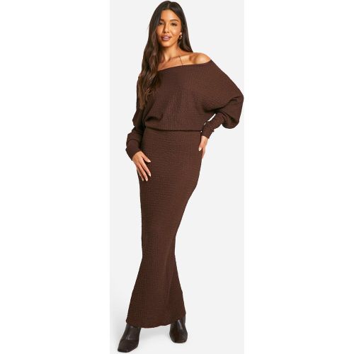 Robe Longue Texturée À Épaules Dénudées - 36 - boohoo - Modalova