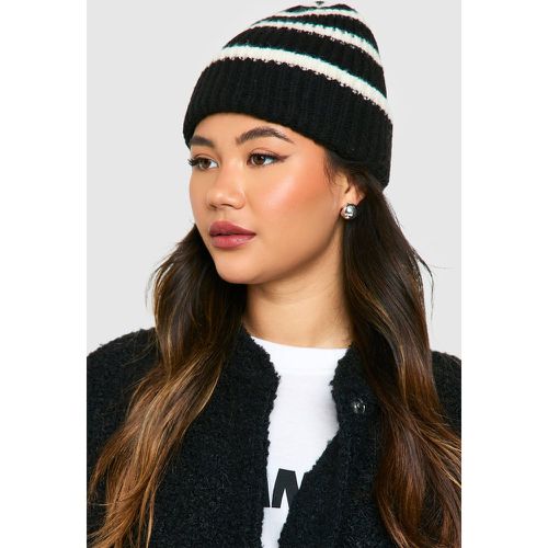 Bonnet Rayé En Maille Épaisse - One Size - boohoo - Modalova