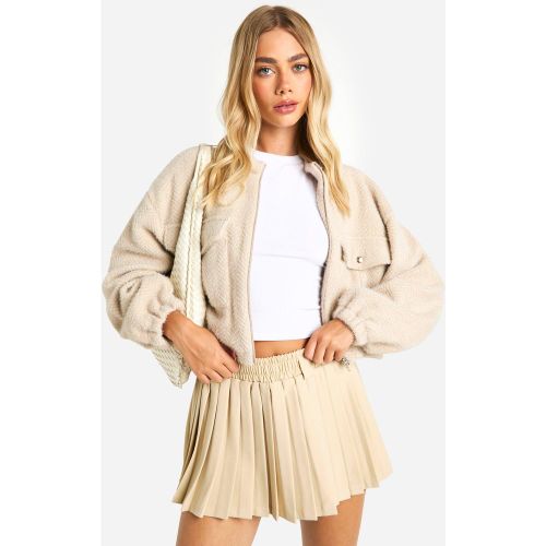 Bomber Court Effet Laine Texturée - 38 - boohoo - Modalova