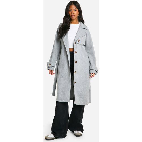 Tall" - Manteau Effet Laine À Ceinture - 36 - boohoo - Modalova