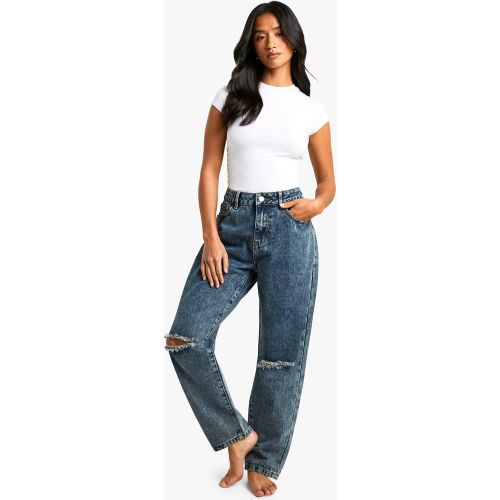 Petite" - Jean Mom Déchiré Taille Haute - 6/26L - boohoo - Modalova