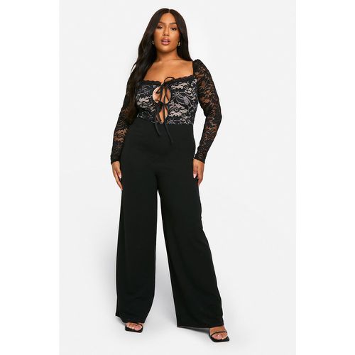 Grande Taille - Combinaison Large Nouée En Dentelle - 50 - boohoo - Modalova