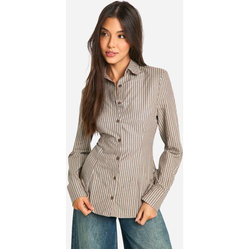 Chemise Cintrée À Rayures Et Épaulettes - 34 - boohoo - Modalova