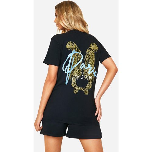 Paris Slogan Leopard Printed Oversized T-Shirt - boohoo - Modalova