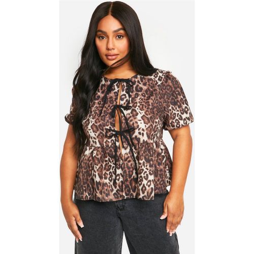 Grande Taille - Top À Volants Et Imprimé Léopard - 56 - boohoo - Modalova