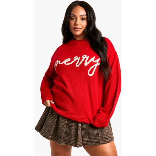 Grande Taille - Pull Oversize À Slogan Merry - 52 - boohoo - Modalova